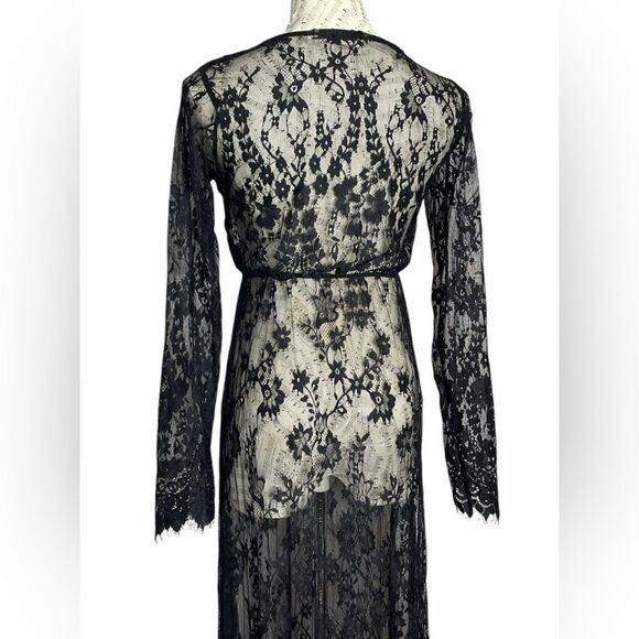 Yomoko Lace Dress Black Maxi M - Picture 5 of 8